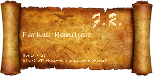 Farkas Romulusz névjegykártya